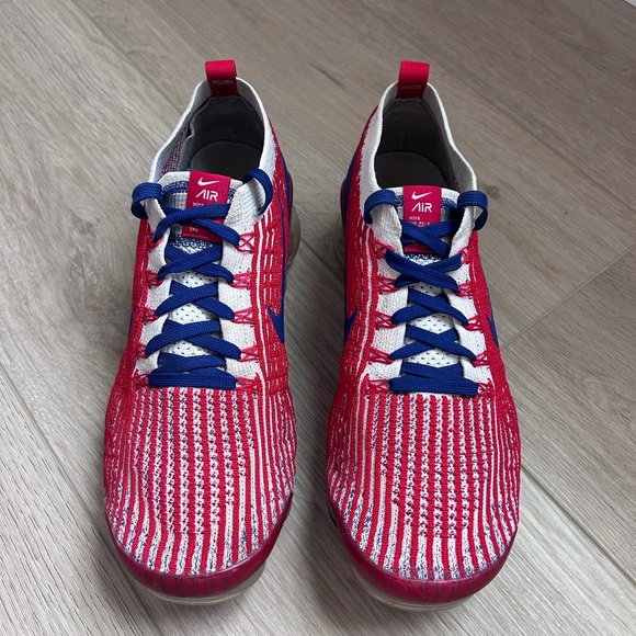 Nike Air Vapormax Flyknit 3 USA Red White Blue Mens Size 9 Rare CW5585-100 - Picture 6 of 12